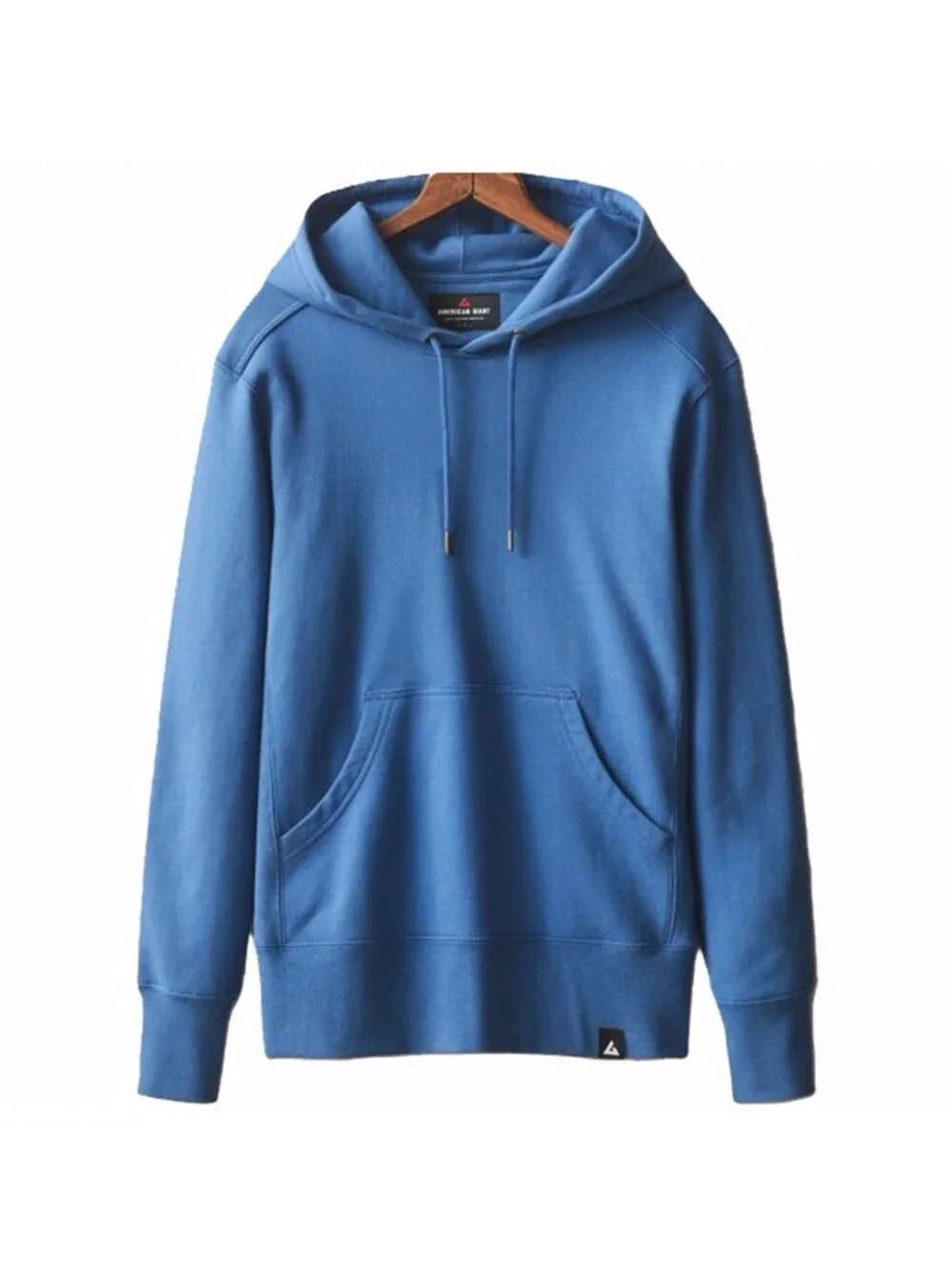 American Giant USA Made Hoodie Unisex Medium Blue Fleece Lined Kangaroo Pocket
